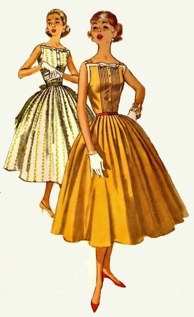 Vintage 50s Simplicity 2033 Misses' Dress Rockabilly Size 12 Bust 32 Uncut Complete