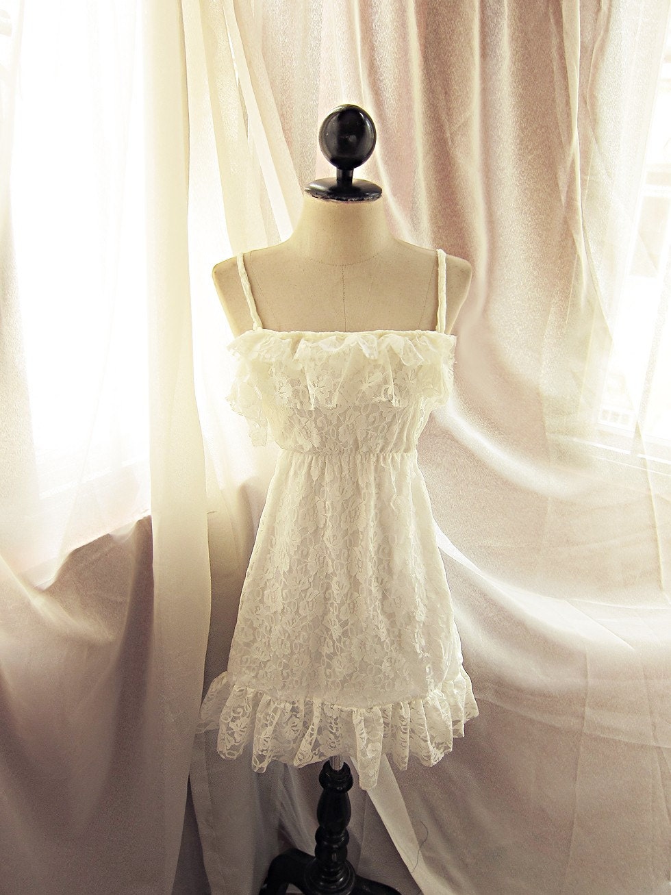 Nutcracker Angelic Dreamy Ethereal Ivory White Lace Ballerina French Boudoir Flapper Dress