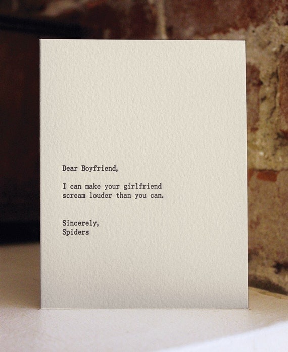 dear boyfriend, letterpress card