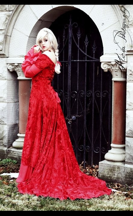 Annabel Red Velvet Medieval Wedding Gown