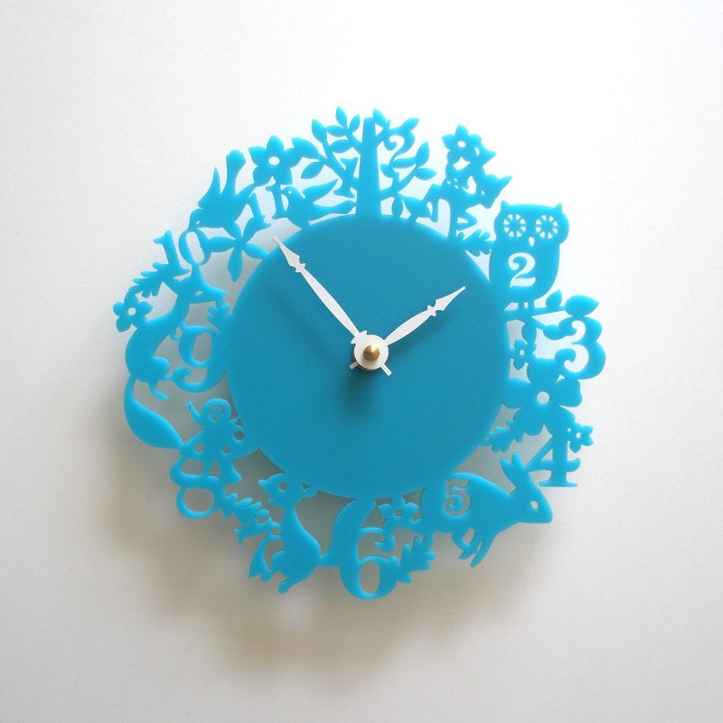 It's My Forest Clock - Turquoise Acrylic