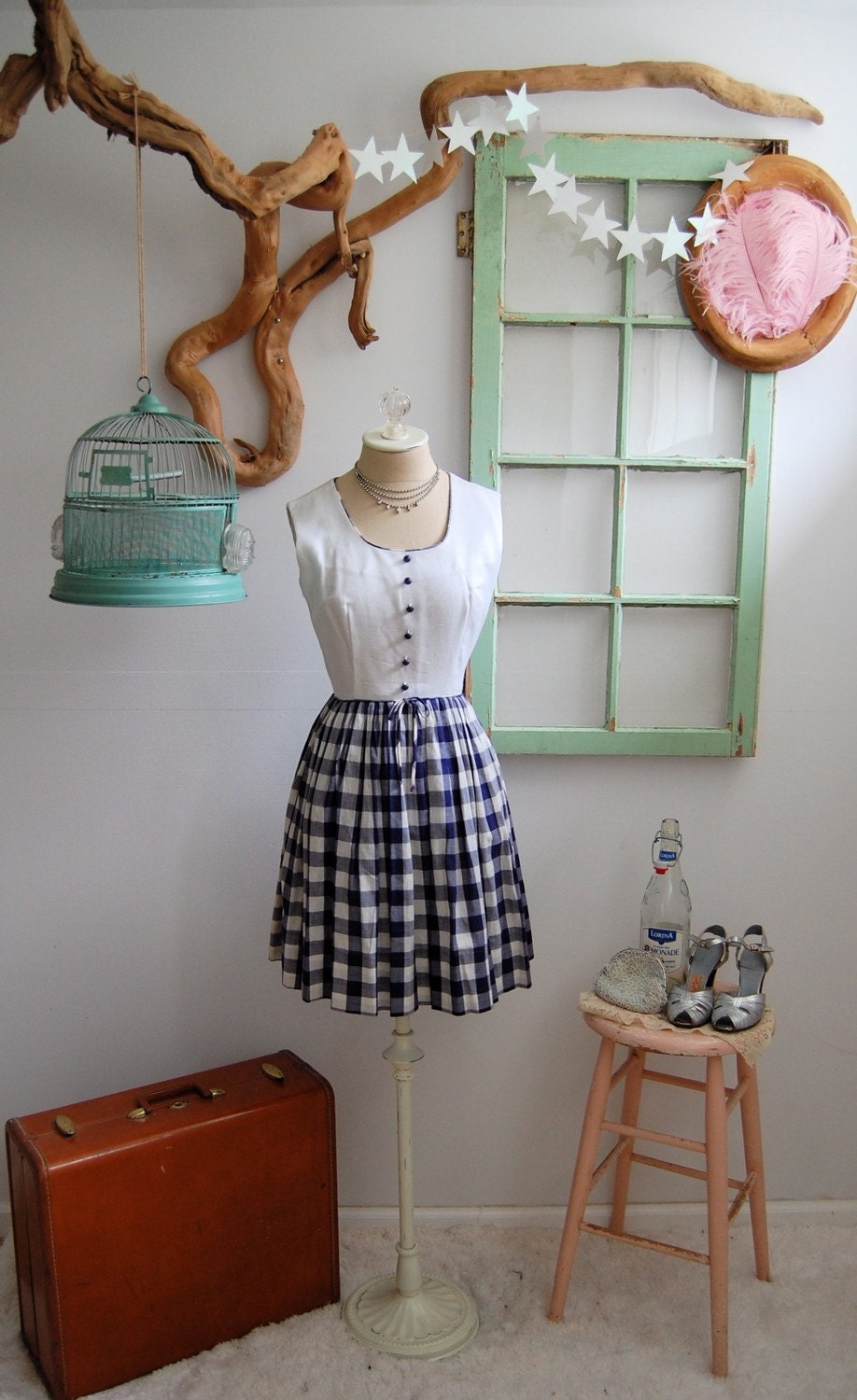 The Kora- Vintage 1950s Cotton Gingham Day Dress