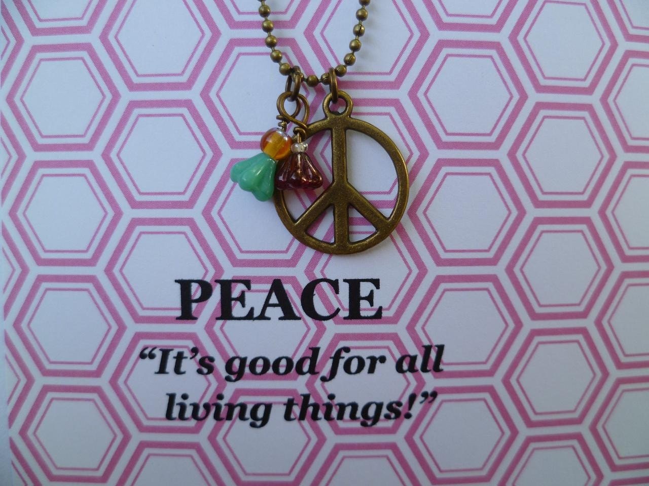 Peace Sign Charm Necklace - Good for all living things