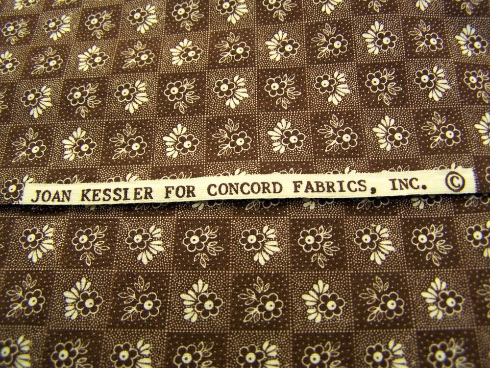 Vintage Cotton Fabric Joan Kessler for Concord Yardage Brown