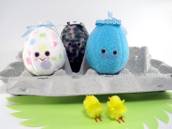 Set of Three Plush Easter Eggs
