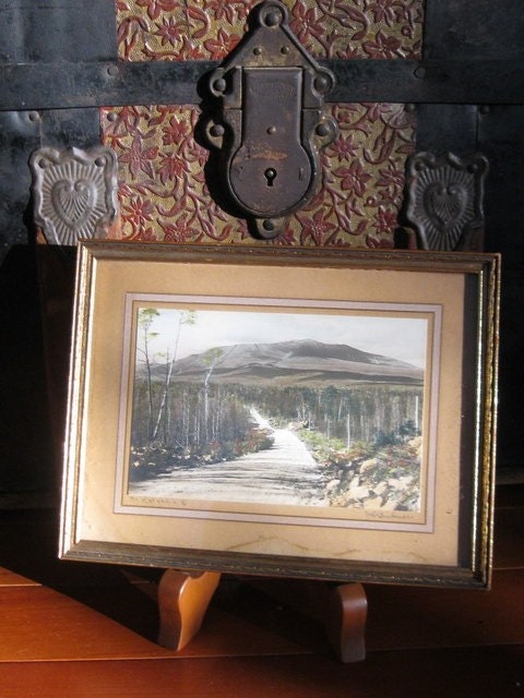 Antique Hand-colored Picture Signed by J. C. Bicknell  - Mt. Katahdin