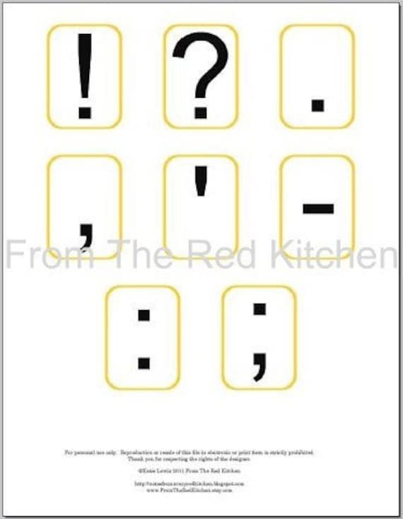 Alphabet Flashcards with common punctuation PDF