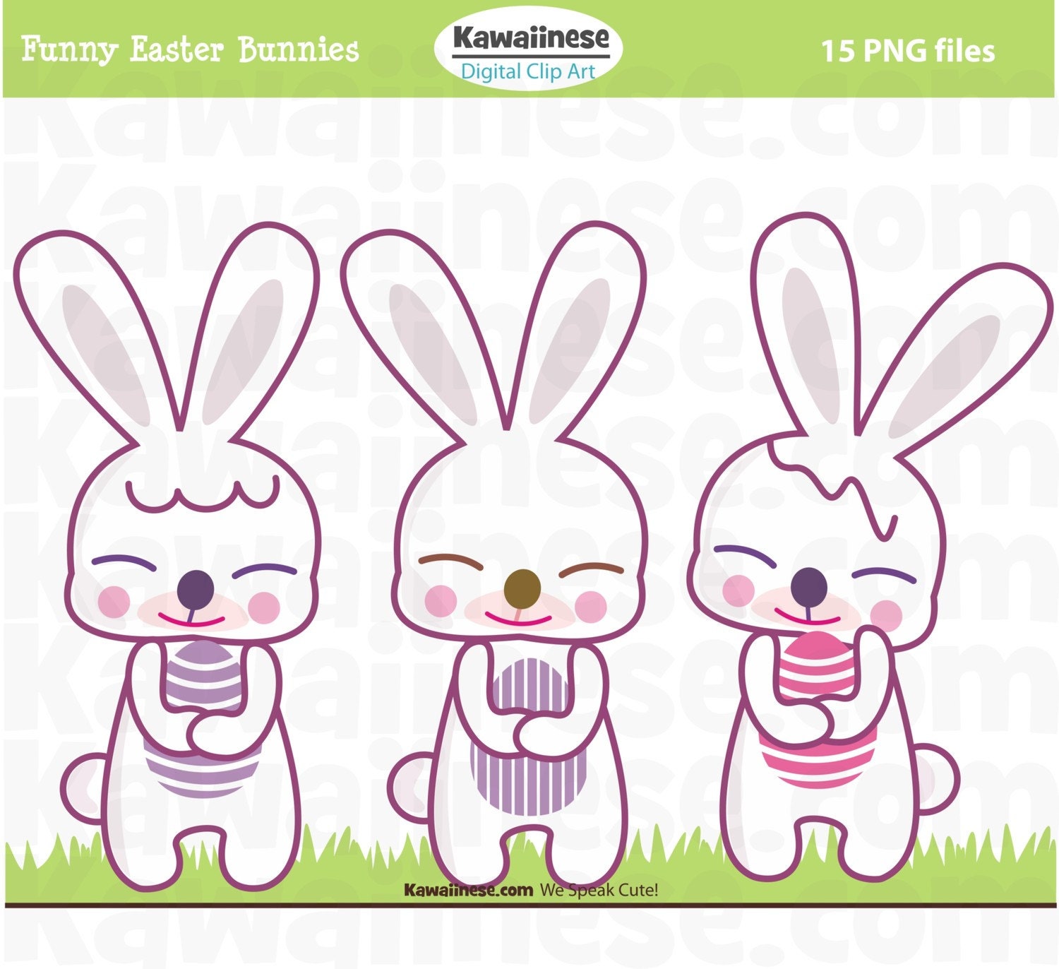 cute easter bunny clipart. Funny Easter Bunnies - Digital