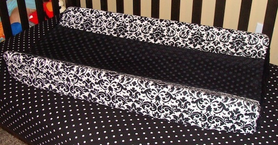Black and White Damask and Black Minky Dot Contoured Changing Pad Cover