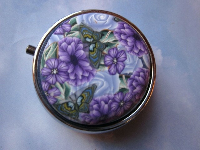 Polymer Clay Floral Covered Pill Box