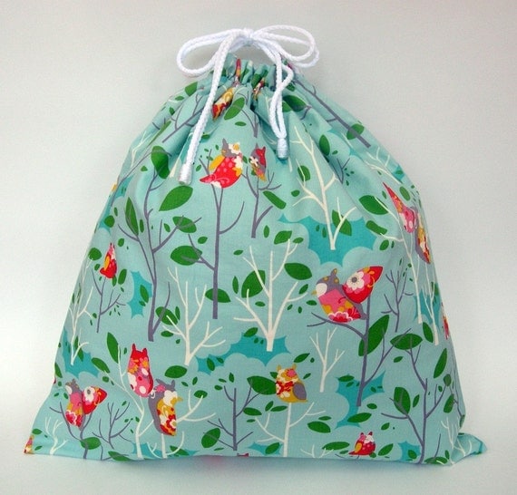 Large Wet Bag in Sky Blue Owl Hoots