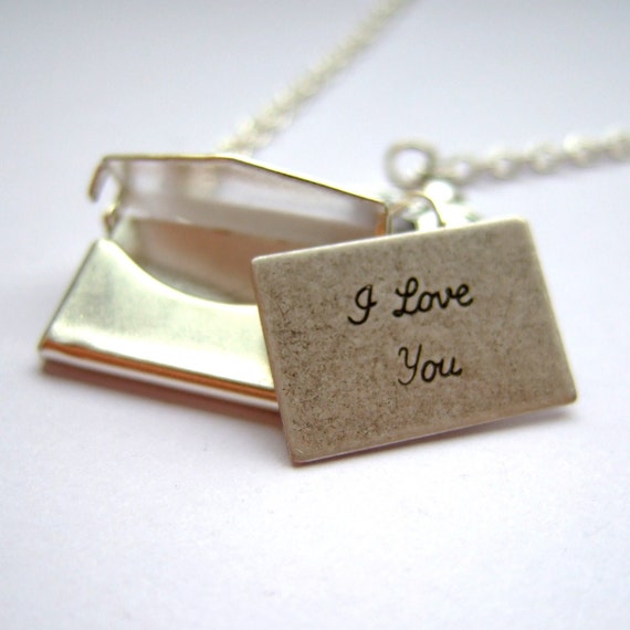 Opening silver love letter necklace - "Special Delivery"