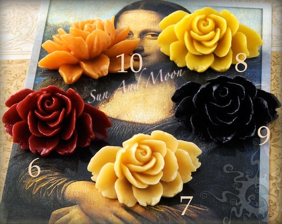 Resin Cabochons - 6pcs - Beautiful - Mix and Match Your Choice of Colorful Resin Flowers
