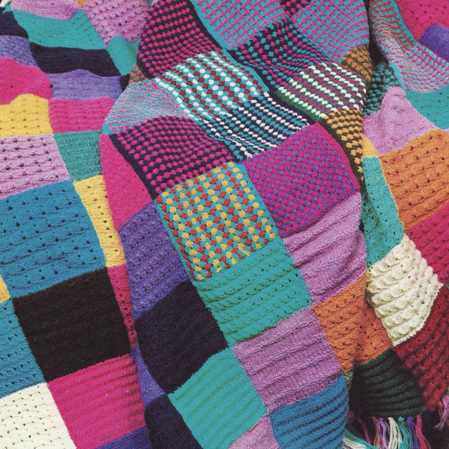 Sale - PDF KNITTING PATTERN for Squares Patchwork Throw Afghan  Vintage