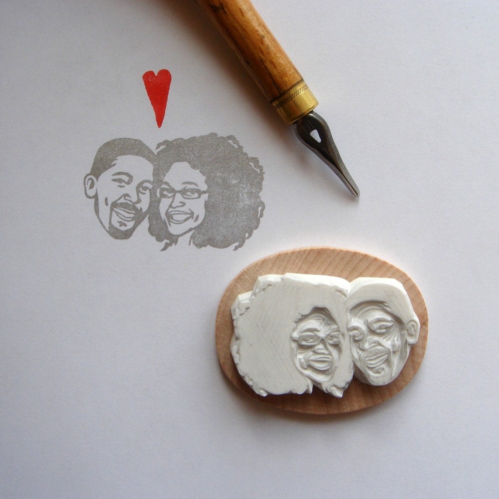 Custom / double face / handcarved rubber stamp