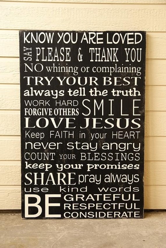 Custom Family Rules Sign - Extra-Large - Distressed - Solid Wood
