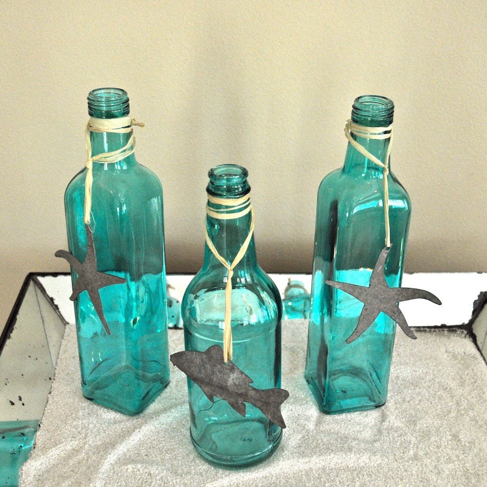 Aqua Glass Bottle Trio
