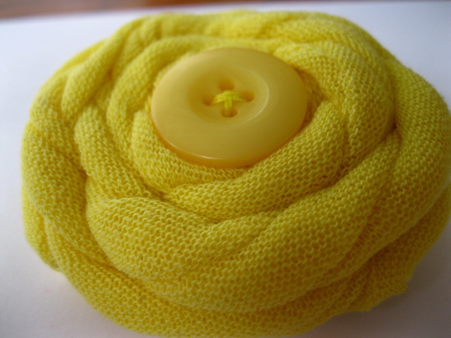 Janis's Summertime Yellow--Jersey Upcycled Flower Brooch/Alligator Clip