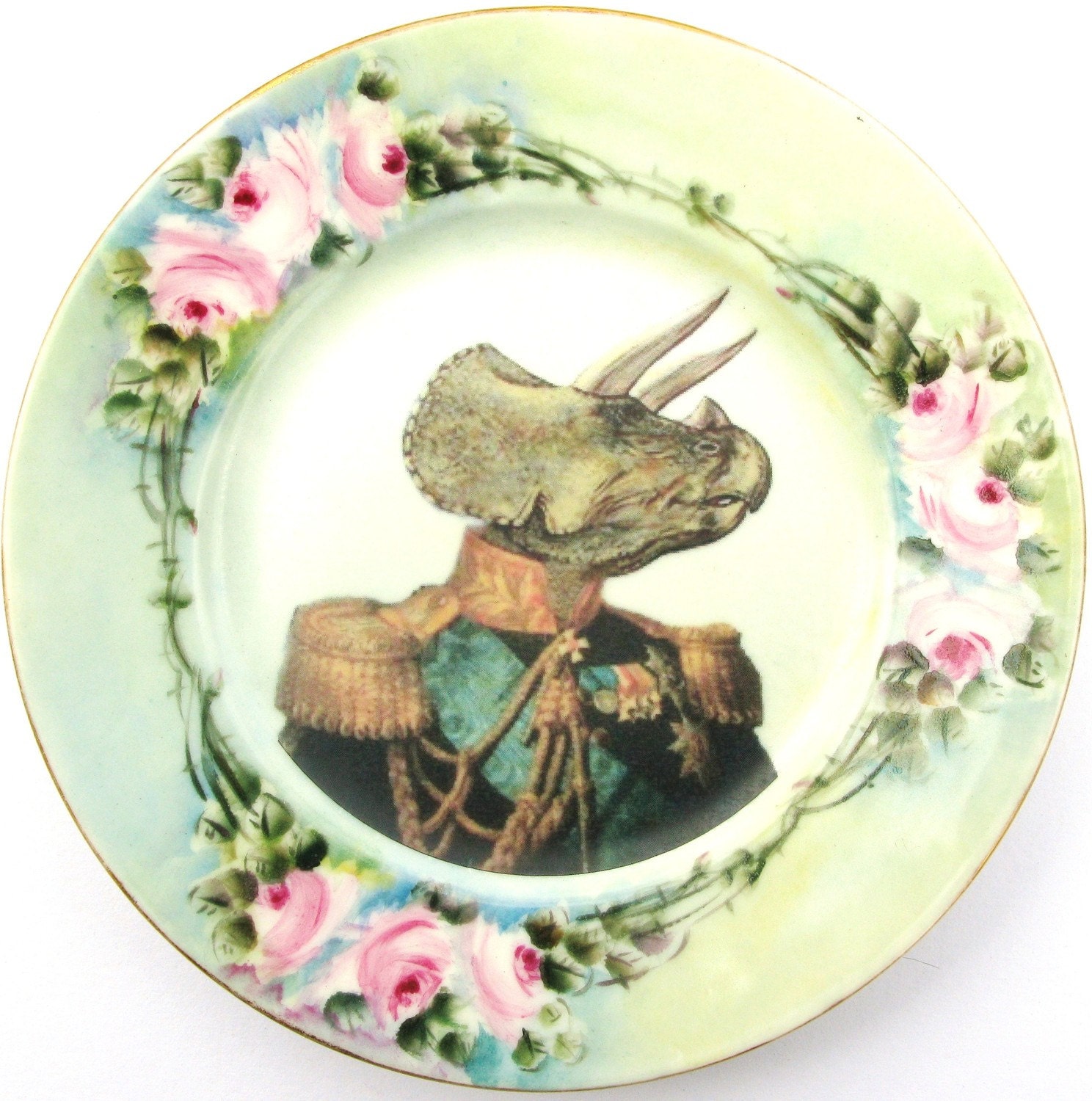 Admiral Triceratops Portrait Plate - Altered Antique Plate