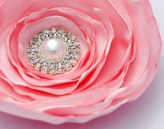 SOPHIE - Sweet Baby Pink, Pearl, Rhinestone Flower Clip
