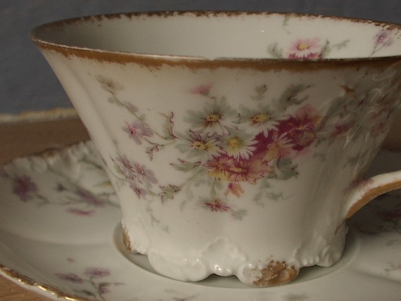 antique Limoges cup and saucer, Theodore Haviland, late 1800s to 1904