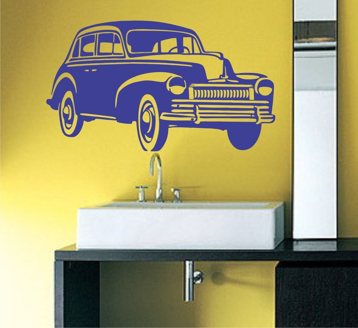 Old Car Decal Sticker Wall Graphic Car Vintage  Racing Hippie Retro Room Race