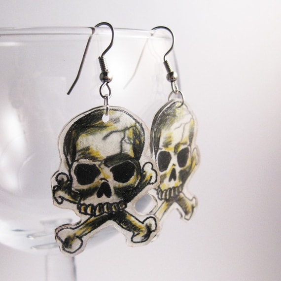 Skull and Crossbones Shrinky Dink Earrings