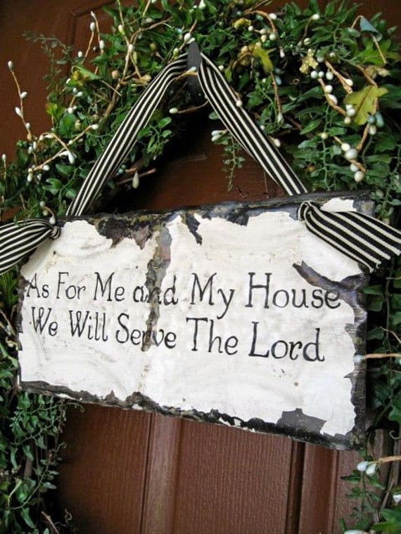 As For Me and My House Bible Verse Sign made with Antique Ceiling Tin