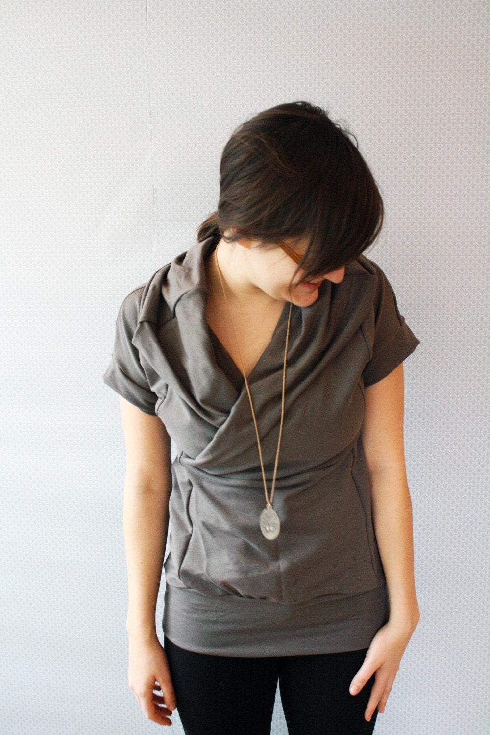 Bamboo Gunmetal Grey Cowl Dress / by Replicca / size X-Large