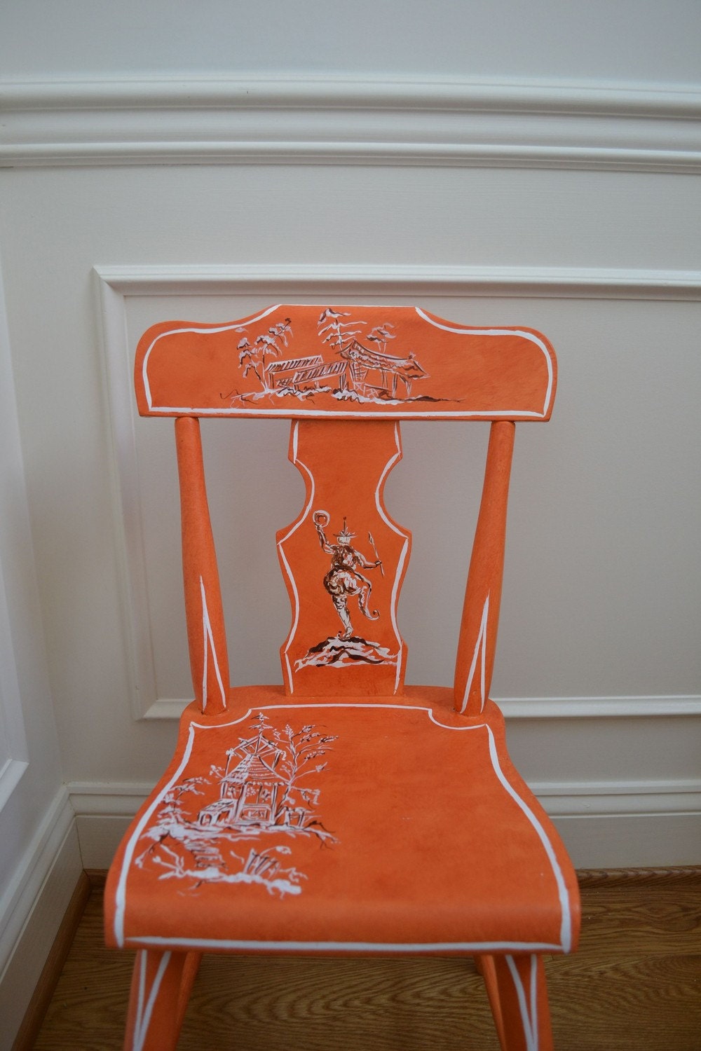 Orange chinoiserie  child's chair