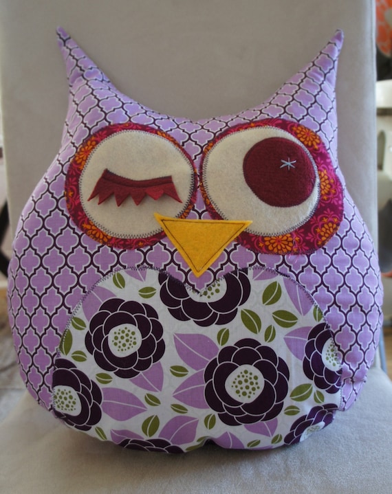 Large Owl Decorative Pillow - Purple - Ready to ship