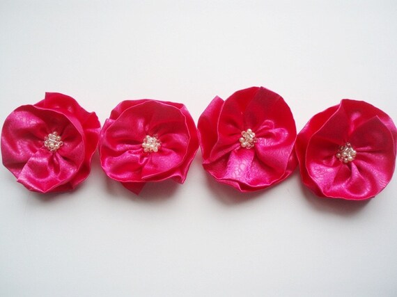 Hot Pink Flowers Handmade Appliques by BizimSupplies on Etsy wedding 
