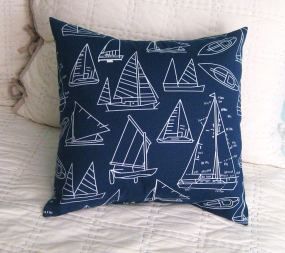 Good Housekeeping Featured Item Nautical Navy Sailboat Print Pillow Cover