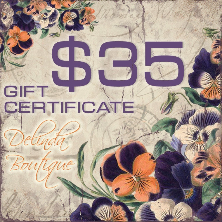 35 Dollar Gift Certificate Delinda Pillow Boutique
