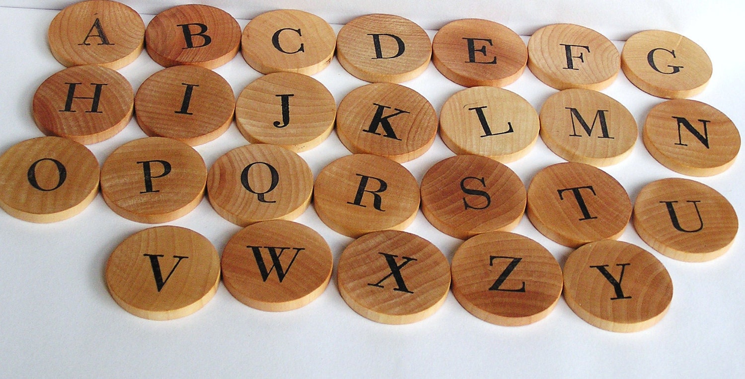 ALPHABET Disks- Moveable Alphabet Set- Learn Letters-Make Words- Montessori- Waldorf- Homeschooling- Preschool