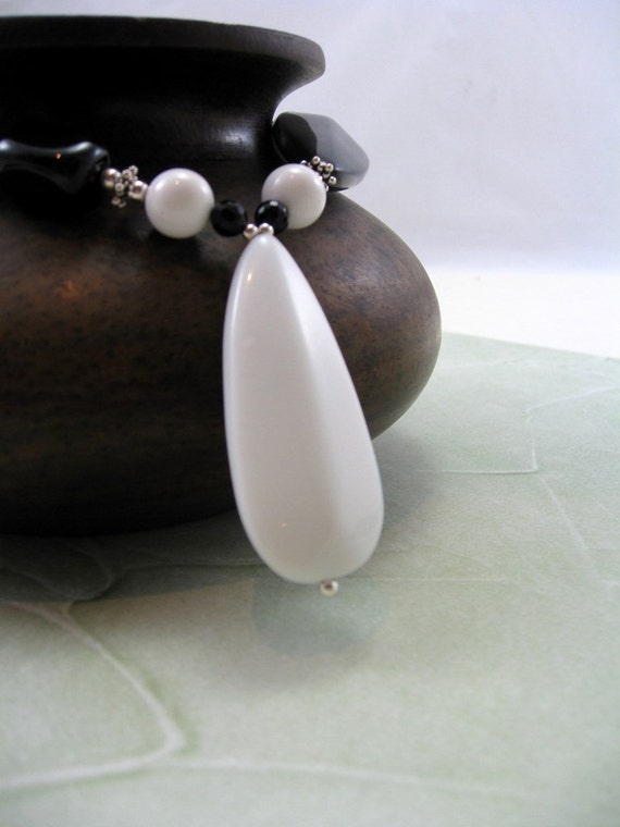 Long Necklace, Monochrome, Black and White Agate Necklace, RiverGum Jewellery