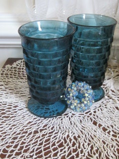 Blue Indiana Glass Whitehall Tumblers Pattern No 521