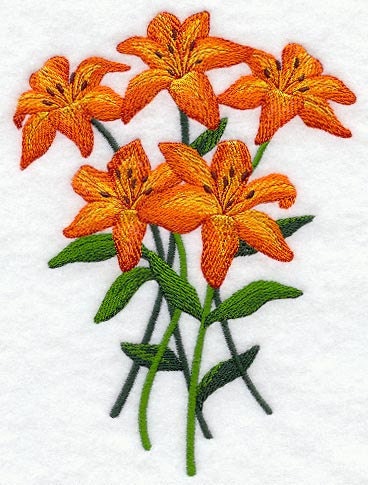 red tiger lily bouquet. Tiger Lily Bouquet Embroidered
