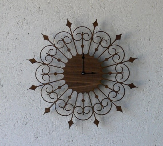 Mid Century Modern Inspired Clock-Wrought Iron