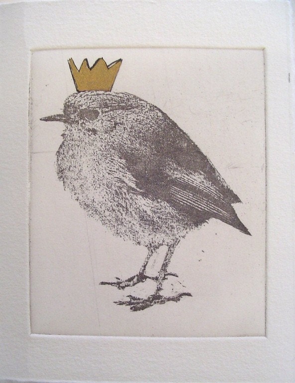 Small original bird etching
