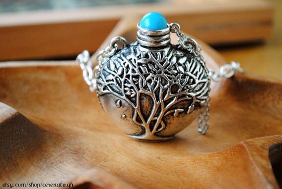 Tree of Life Silver and Turquoise Canteen Pendant Necklace (Last One)