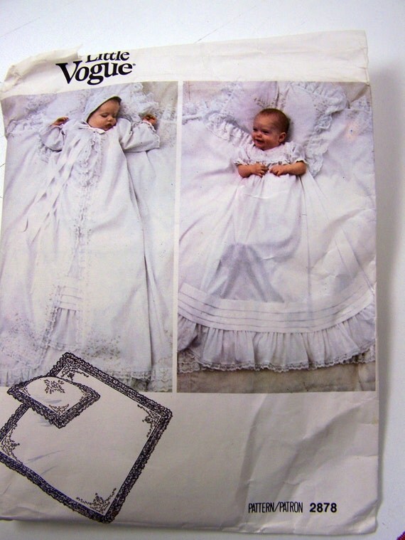 Vogue 2878 Infant's Christening Gown, Coat, Bonnet, Pillow, Blanket Sewing Pattern  Complete
