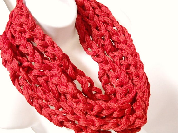 Crocheted Extra Long Fire Engine Red Scarf