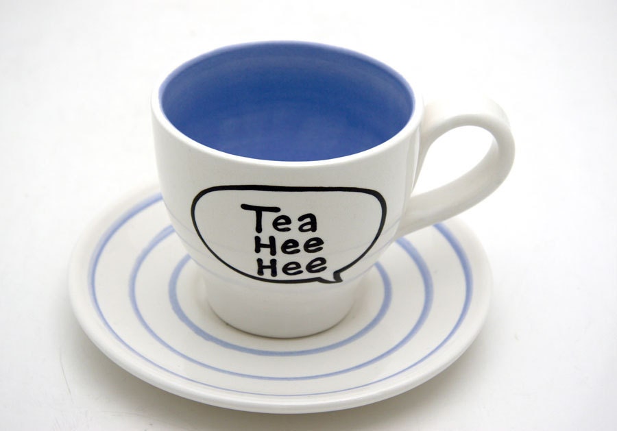 Tea Hee Hee Speech Bubble Teacup and Saucer