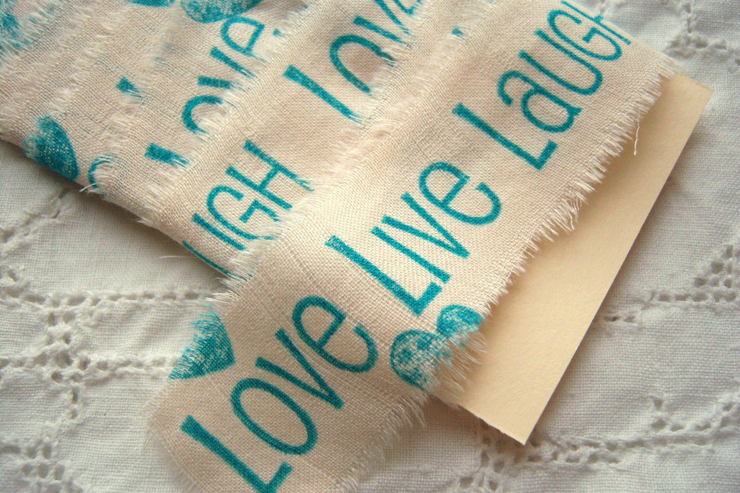 Love Live Laugh Handstamped Trim Ribbon Tape