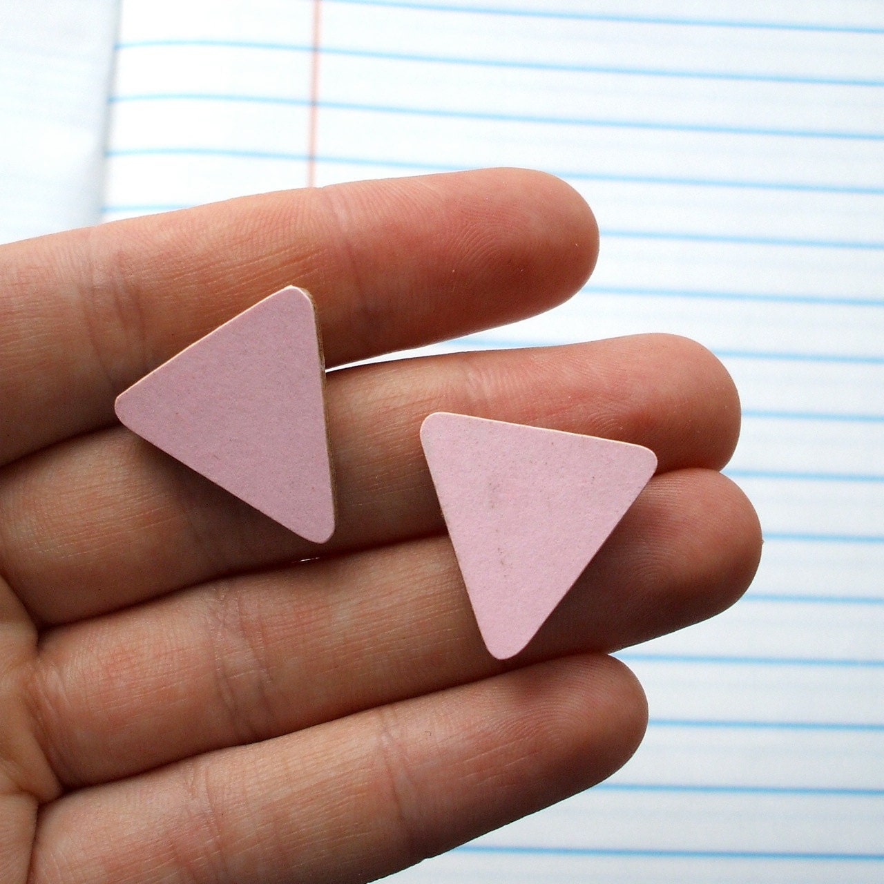 Pale Pink Bunting Flag Triangle Earrings