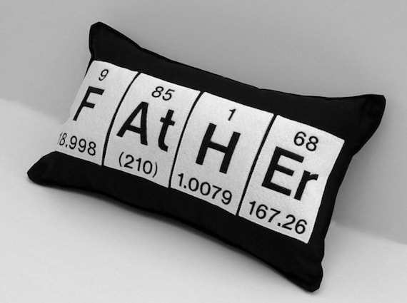 Father Black Cotton Chemistry Periodic Table Element Pillow