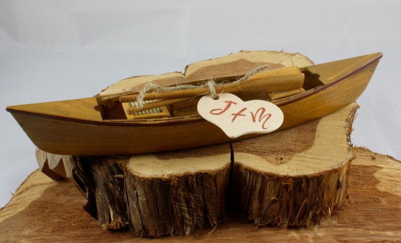 Rustic Canoe Cake Topper with personalized heart
