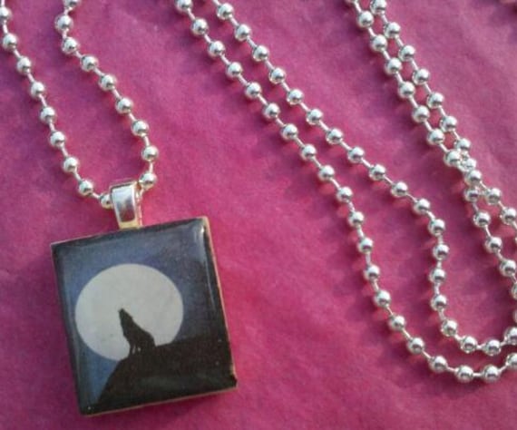 Twilight Wolf Scrabble Tile Necklace