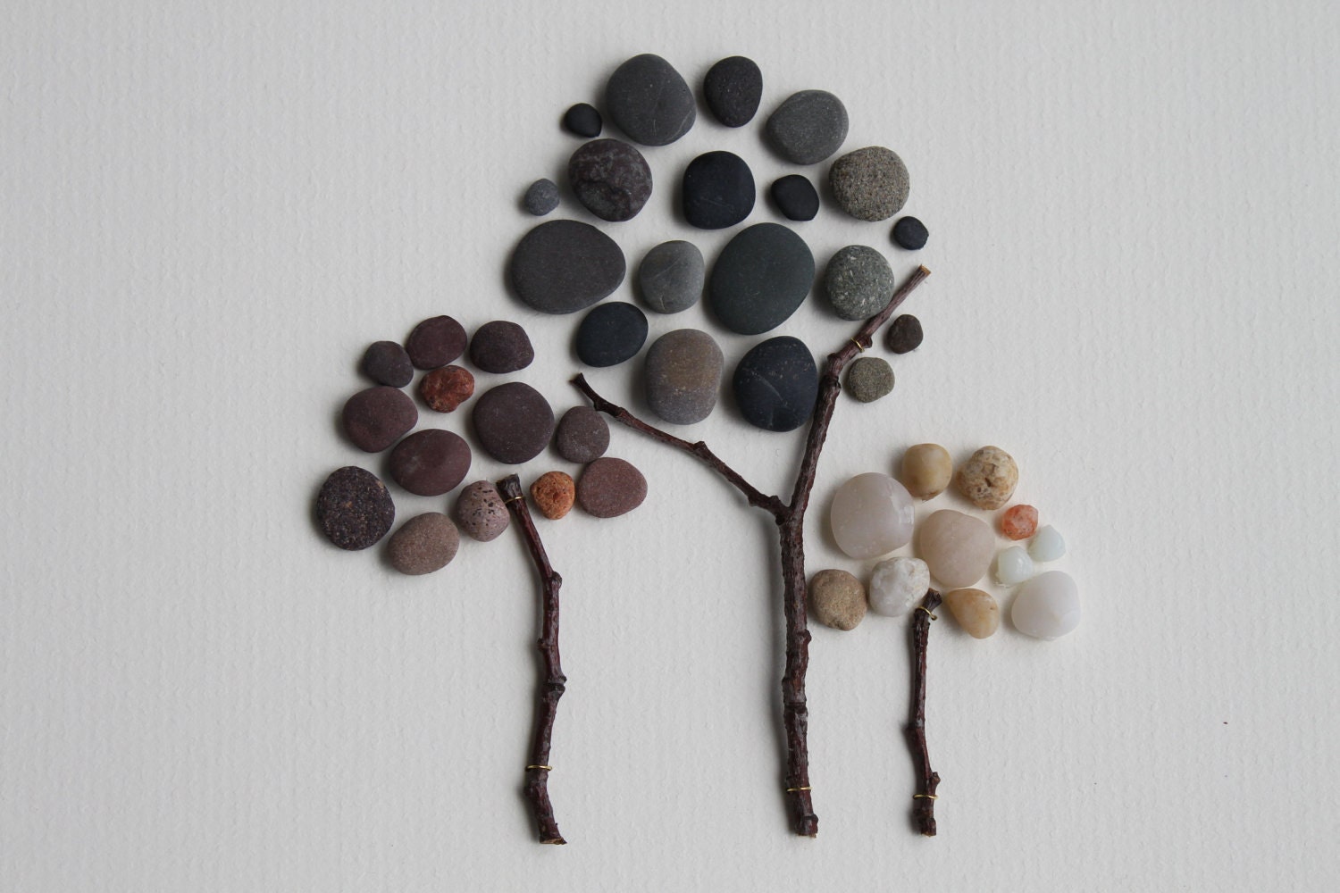Three trees, Pebble Art of Nova Scotia by Sharon Nowlan